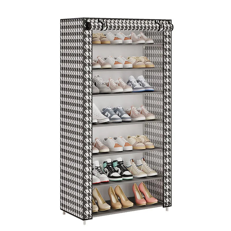 New Solid Color Simple Shoe Rack Door Home Multi-Layer Dust-Proof Storage Shoe Cabinet Indoor Space-Saving Shoe Box