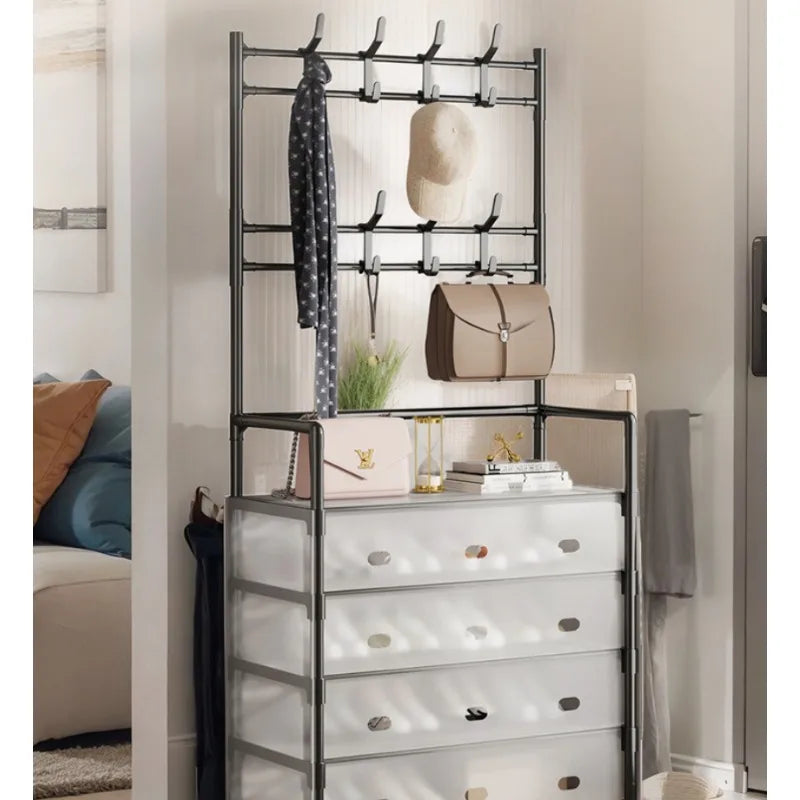 Shoe Rack, Household Integrated Clothes Rack, Multifunctional Storage Shoe Cabinet, Hat Rack, Multi-layer Group Device, Shelf