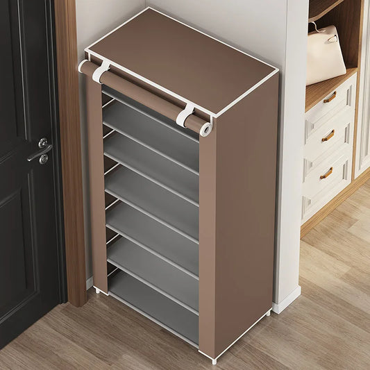 New Solid Color Simple Shoe Rack Door Home Multi-Layer Dust-Proof Storage Shoe Cabinet Indoor Space-Saving Shoe Box