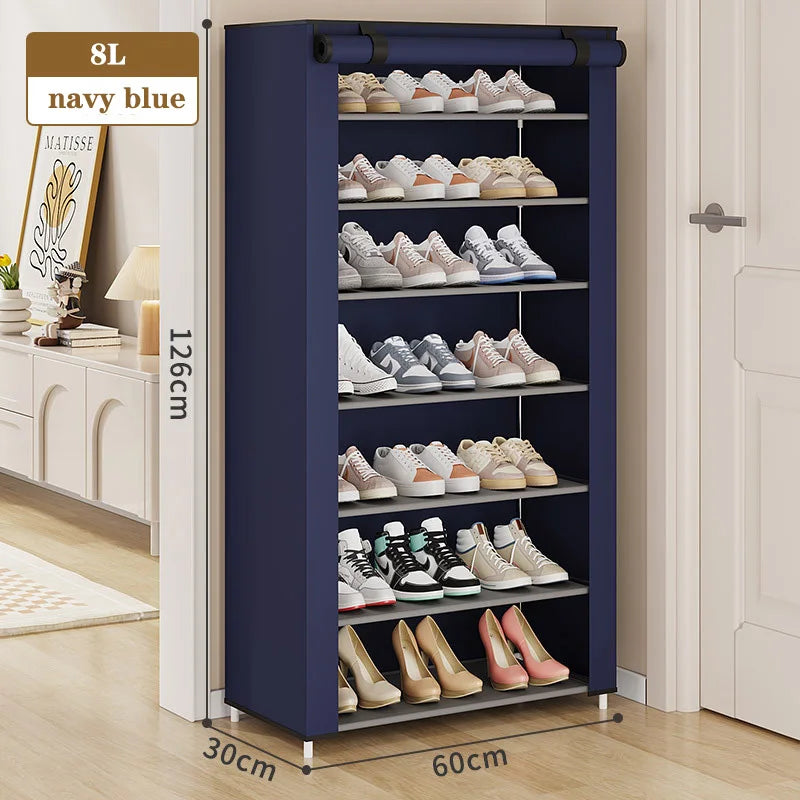 New Solid Color Simple Shoe Rack Door Home Multi-Layer Dust-Proof Storage Shoe Cabinet Indoor Space-Saving Shoe Box